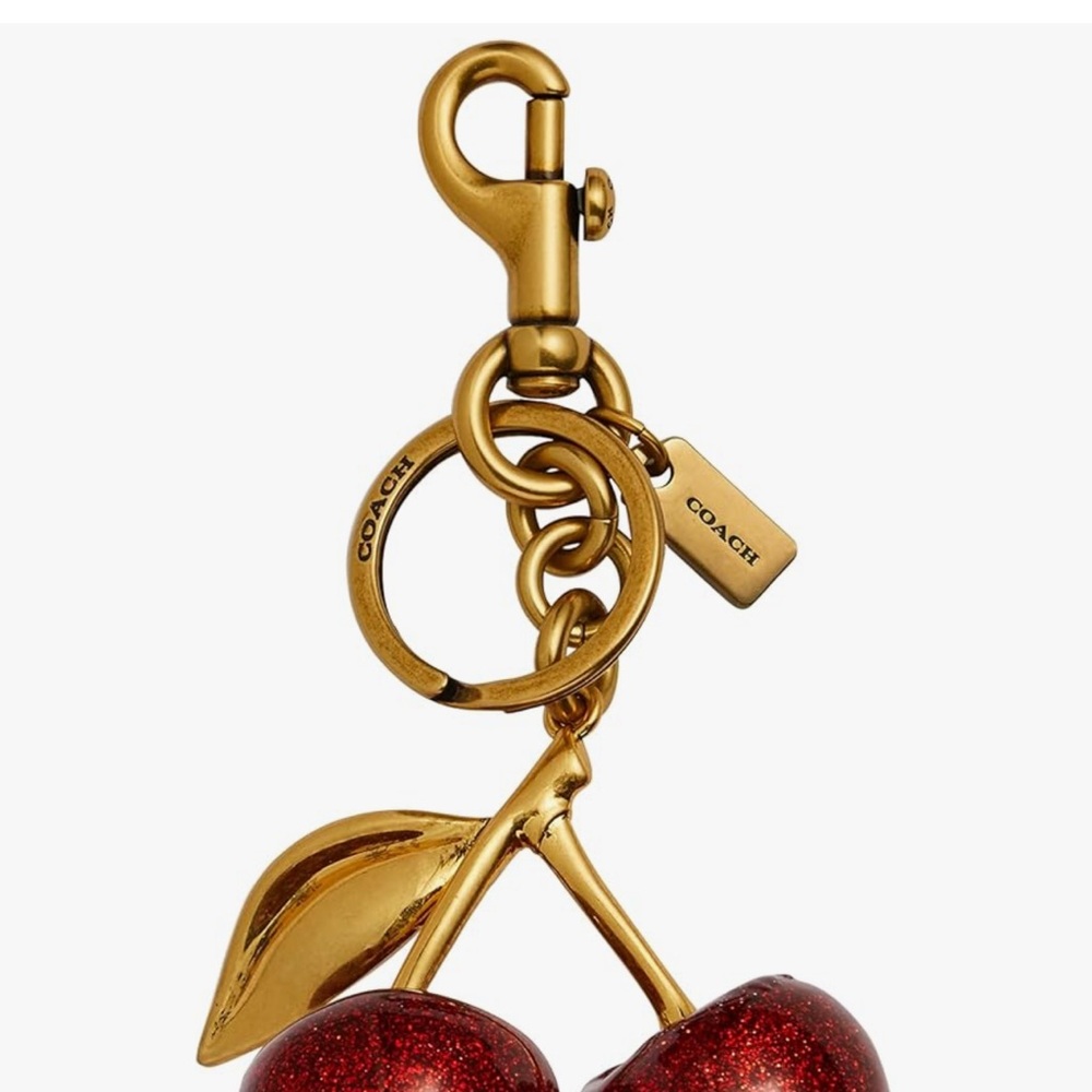 Coach Cherry Keychain in Sparkling Red and Gold